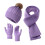 Winterstrickmütze, Schal und Handschuhe Set Lila 2