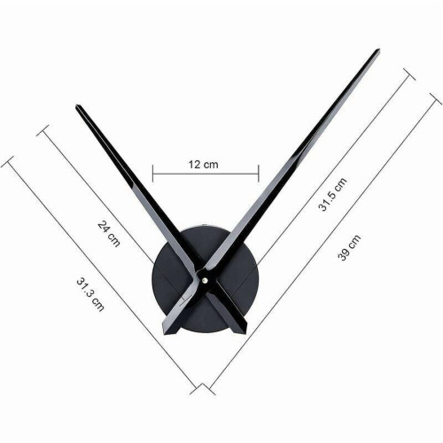 Black Wall Clock without Numbers 31.5 cm Hands 1