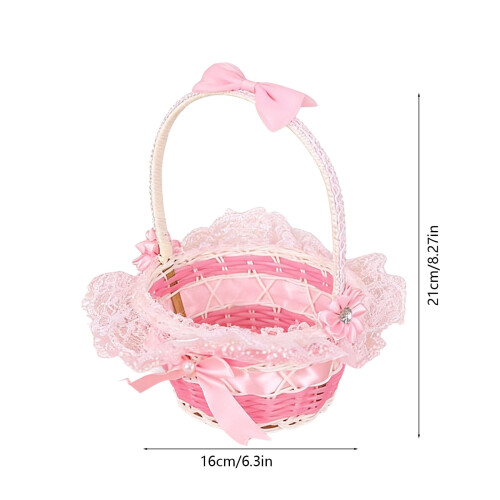 Vevd rottingkurv i rosa, 21 cm x 16 cm 2