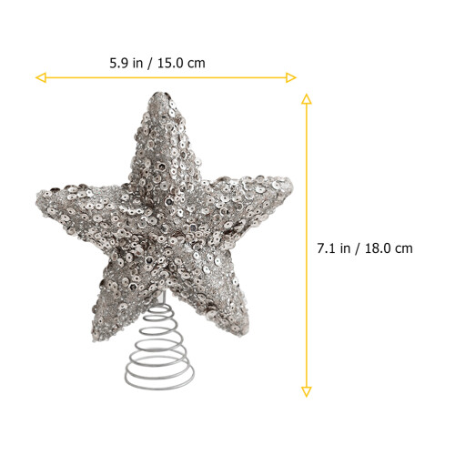1Pc Silver Christmas Tree Topper Star Ornament Foam Iron 1
