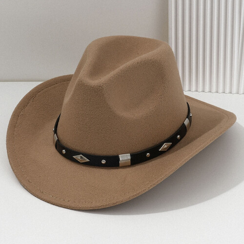 Unisex Καπέλο Western Cowboy με Μεταλλική Λεπτομέρεια σε Χακί 1