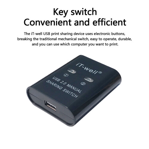 Διακόπτης κοινής χρήσης εκτυπωτή 2 σε 1, θύρα USB 2, χειροκίνητη συσκευή κοινής 2