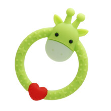 Jouet de dentition en silicone pour bébé, girafe verte cartoon, doux pour la mastication, stimulant sensoriel