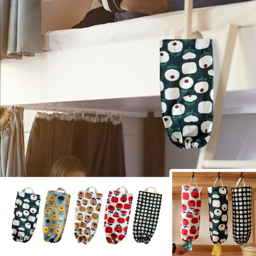 Checkered Plastic Bag Holder Reusable Washable Brown 1