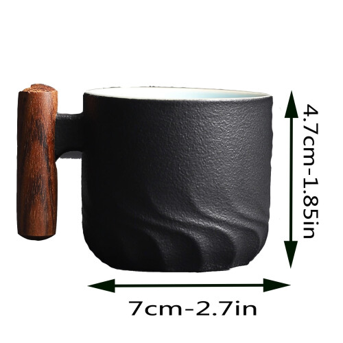 Decorative Ceramic Mug Wooden Handle Coffee Cup, Tea Cup, Gradient Glaze, Exquisite Ceramic Small Cup Large Ceramic Mug 2