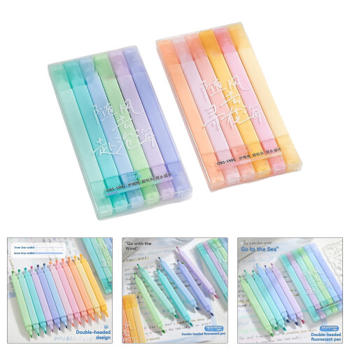 Double Headed Highlighter Double Headed Marker Highlighter Pen Quick Drying for Scrapbooking Card Making Drawing 1