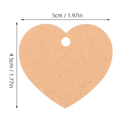 Brown heart paper tags with string, 1 set 1