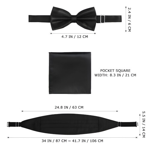 Men's Formal Cummerbund Set Black 1 Set 1