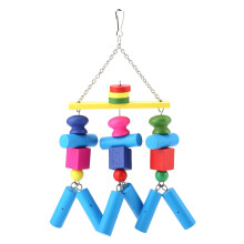 Parakeet Foraging Shredding Toy Colorful Natural Wood Bird Cage Accessories Hanging Hook Included Bird Mental Stimulation Attract Attention Instinct