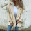 Women's Long Sleeve Classic Draped Open Front Lightweight Blazer Beige, M 2