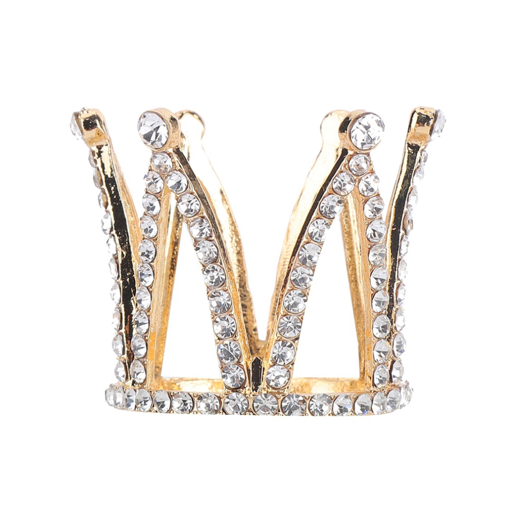 Personalized Initial Letter Crown Brooch Pin With Sparkling Rhinestones Gold Plated Lapel Accessory Exquisite Workmanship Stylish V Shape Design For