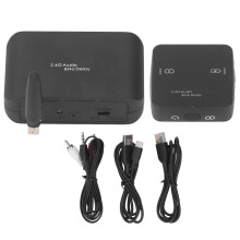 Transmissor e receptor de áudio sem fio de longo alcance com bateria recarregável, som estéreo de alta qualidade, adaptador de áudio digital e