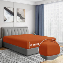 (Rust, Super King) Imperial Rooms Extra Deep Fitted Bed Sheet, Hotel Quality Bed Sheet ,40 cm Bed Sheet, Room Decor