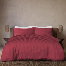 (Burgundy, King) 3 & 4-Piece Stripe Duvet Cover Complete Set in 10 Different Colors - Super Soft, Breathable