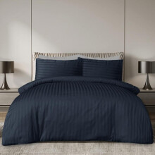 (Navy, King) 3 & 4-Piece Stripe Duvet Cover Complete Set in 10 Different Colors - Super Soft, Breathable