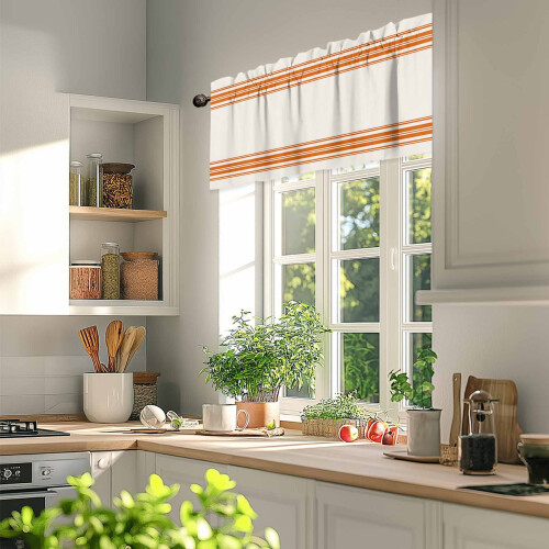 Κουρτινόξυλο Farmhouse Orange Stripe 54x18in, Θήκη για Ράβδο, Φιλτράρισμα Φωτός – Συμβατό με 2