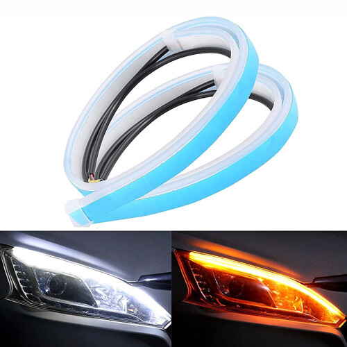 2 τεμάχια LED φώτα αυτοκινήτου DRL αδιάβροχο εύκαμπτο καθολικό φως προβολέα φλας 1