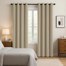 (Beige, 66" X 72") Luxury Crushed Velvet Eyelet Curtains – Thermal & Light-Reducing Winter Curtains for Living Room, Bedroom & Bay Window