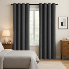 (Charcoal, 66" x 84") Luxury Crushed Velvet Eyelet Curtains – Thermal & Light-Reducing Winter Curtains for Living Room, Bedroom & Bay Window