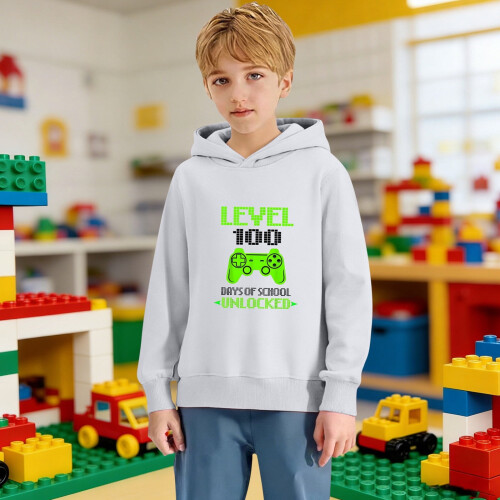 Φούτερ με κουκούλα 100Days Of School για αγόρια και κορίτσια, παιδικό casual φούτερ με 2