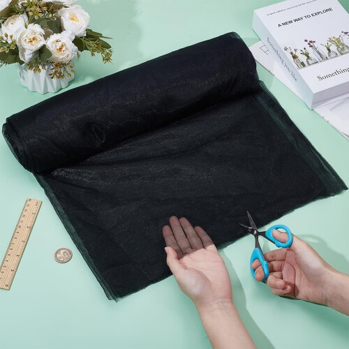 Tecido de tule de poliéster preto, malha fina, 63 polegadas x 5 jardas. 2
