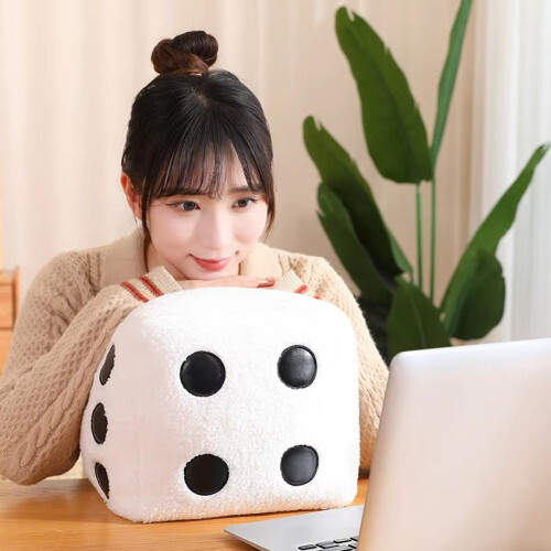 25cm Stuffed Cube Dice Plush Pillow Soft White Black Colorful Back Support Plushie Interactive Game Gift 2