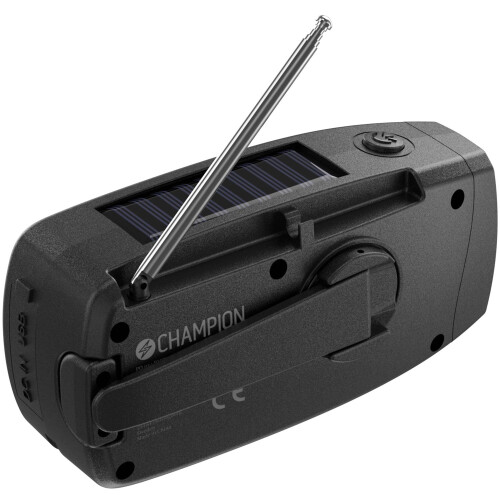 Champion Solar-Powered Radio with Flashlight, Black 2