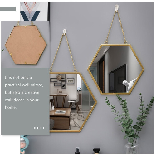 Hanging Bathroom Mirror Wall Mounted Makeup Mirror Assorted Color Metal 1Pack 1