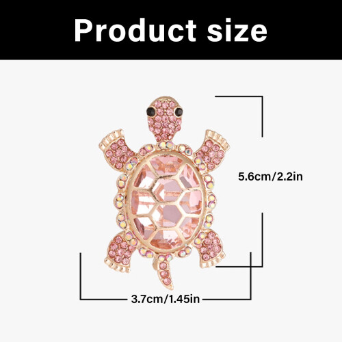 Skilpaddebrosje med strass, legering, 5,6 cm 2
