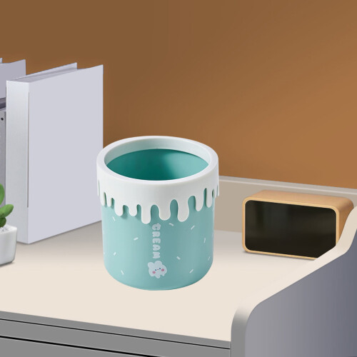 Desktop Trash Can with Rocking Lid Space Saving Mini Trash Bin for Office Desk Home Use Organization 2