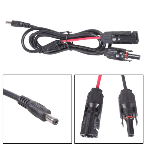 Solar Plug to Cable Adapter Solar Panel Connectors Solar Cable Waterproof Solar Panel Charging Cable 5.5x2.1mm 1