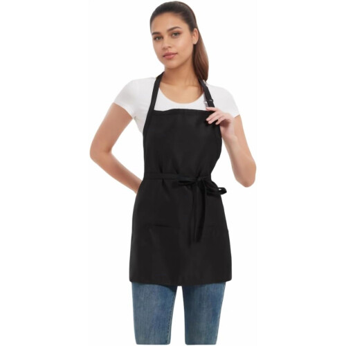 Ρυθμιζόμενες κοντές ποδιές για γυναίκες με 3 τσέπες, ποδιά κουζίνας για μαγείρεμα 1