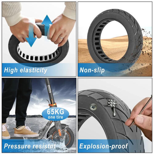 Pneu de borracha maciça de 9x3 polegadas para patinete elétrico, com tração em qualquer clima, banda de rodagem resistente e alta elasticidade 1