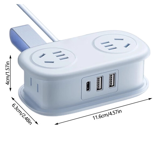 Power Strip Surge Protector, 5ft Flat Plug, 4 Outlets + 2 USB (1 USB-C), 3-Side Extender, Wall Mount, Compact – Compatible with US Outlets 2