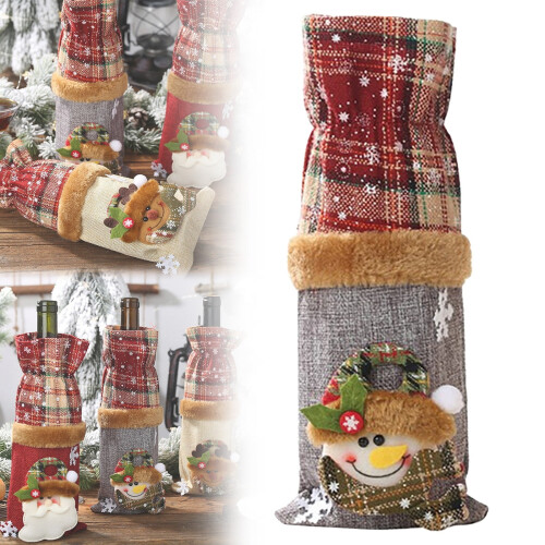 Jutepose til vinflasker, juledesign, 1-pak 1