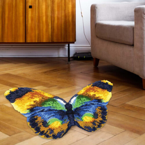 Latch Hook Rug Kit Butterfly Animal Pattern Carpet Making Kit for Home Beginners 1