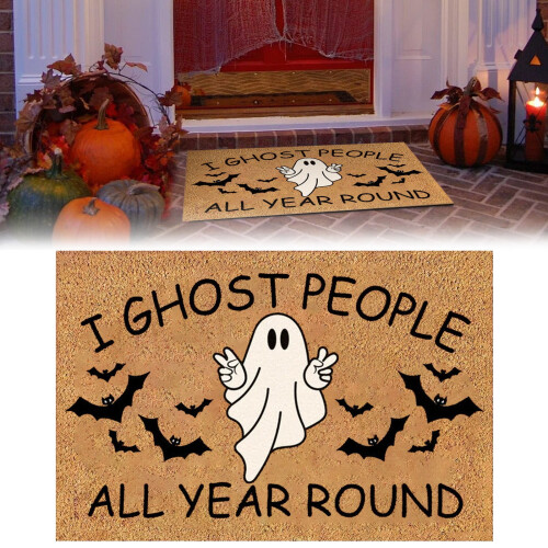 Χαλί πόρτας για το Halloween – Σχέδιο κολοκύθας/φάντασμα/μπου, αντιολισθητικό 1