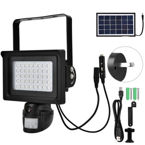 Solar Powered Motion Sensor Outdoor Light Super Bright Led Floodlights Wireless Design With Remote Control3Lighting Modes Adjustable Heads Ip65