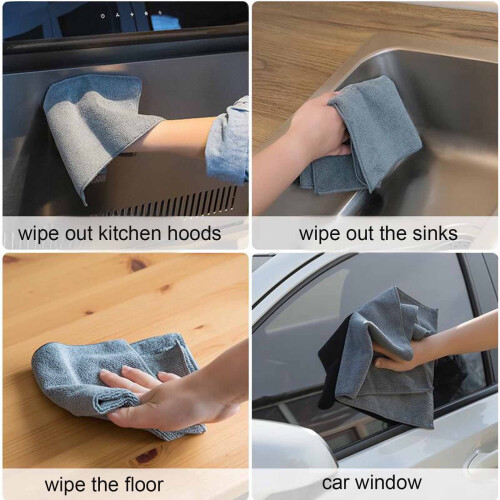 Kitchen Cleaning Cloths Polyester Thick Absorbent Reusable 2