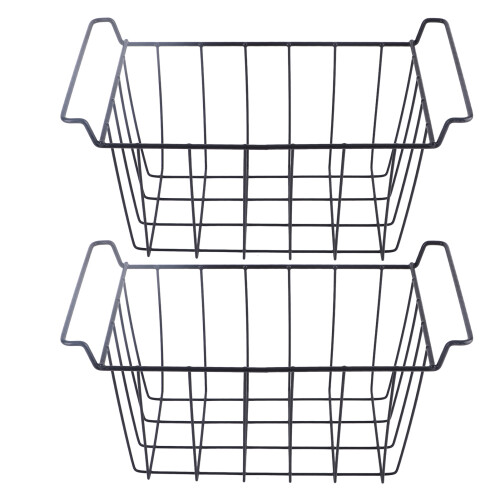 Hanging Wire Mesh Basket For Refrigerator Cabinet, Stackable Utility Storage Bin With Sturdy Construction, Under Shelf Organizer Elegant And Modern