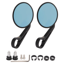 Wide Field of View Motorcycle Side Mirrors, Rearview Mirror Side Mirror with Anti Glare Blue Lens and Vibration Resistant Housing, CNC Machined