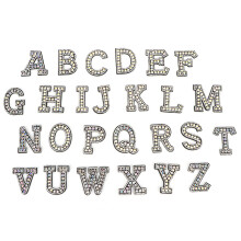 Exquisite Craftsmanship Rhinestone Letter Applique, Adjustable Design Glitter Alphabet Patches for DIY Accessories, Rhinestones Iron On Patch for