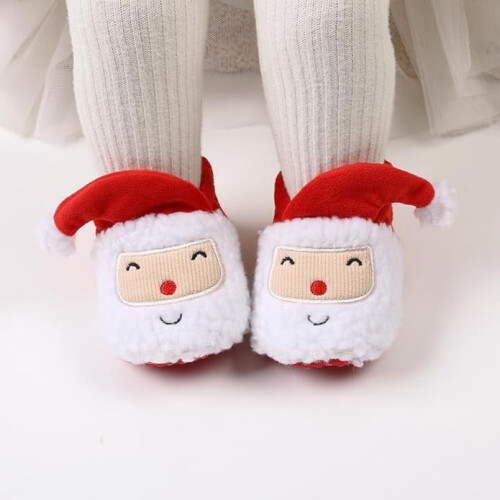 Χριστουγεννιάτικα Μποτάκια για Μωρά, Άνετες Φλις Παντόφλες με Σόλα Gripper – Ζεστές 1