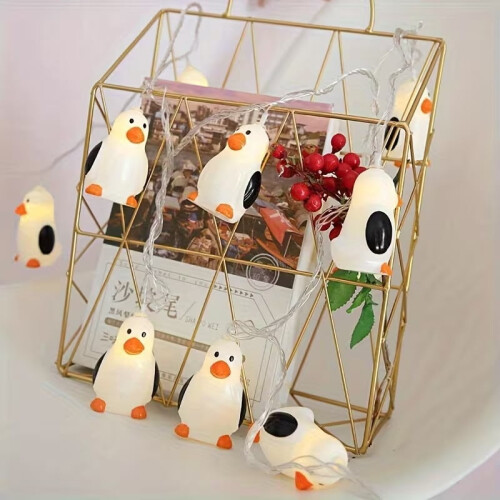 1pc Indoor LED Penguin String Lights, Animal-shaped Battery Box Decoration String Lights 2