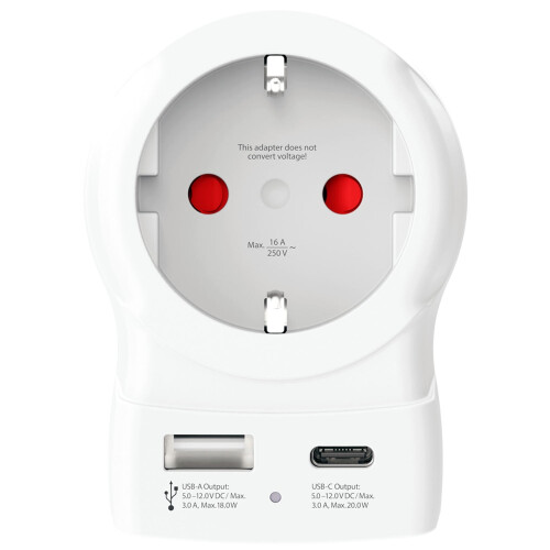 EU to UK Plug Adapter, USB-A/USB-C 20W PD Grounded 1