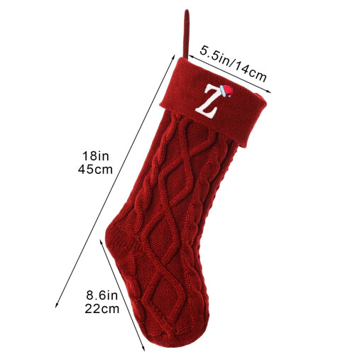 DAMAI 18" Knitted Monogram Christmas Stocking, Personalized with Initials – Compatible with Standard Fireplace Hooks 1