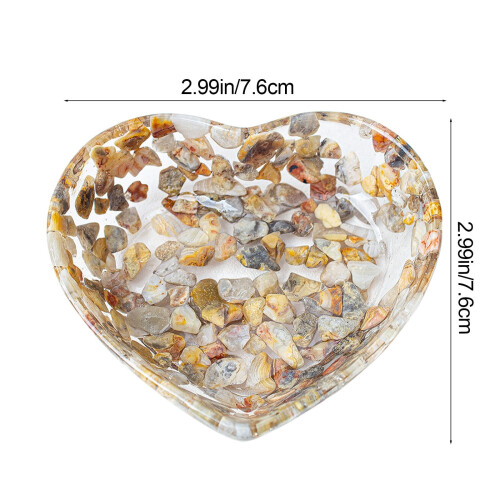 Heart-Shaped Resin Trinket Bowl with Stone Pattern – 1 2