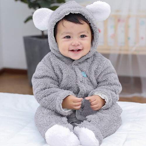 Baby-Winteroverall mit Kapuze, grau, 6-9 Monate 1
