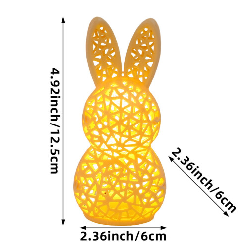 Easter Bunny Night Light, 4.9" Cute Hollow Rabbit Lamp for Easter Table Decor Spring Easter Light Indoor Bedroom Bathroom Home Decor(Yellow) 2