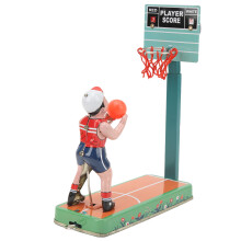 Vintage Tin Wind-Up Clockwork Score Basketball Player Toy Gift Collection